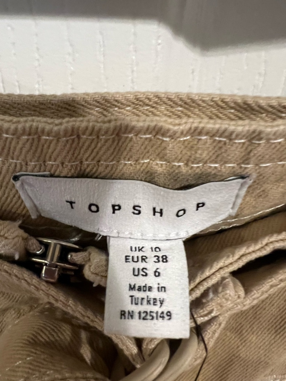 Topshop Beige Utility Skirt with Front Zip and Belt - Picture 4 of 7
